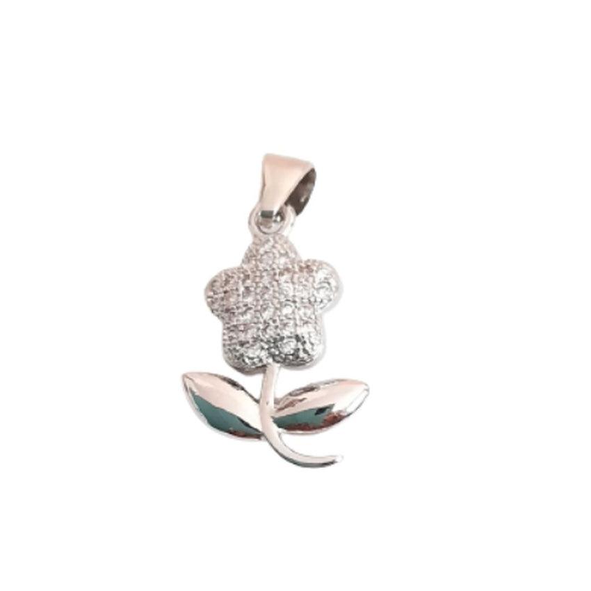 Pretty Sterling Silver Pave Flower Pendant