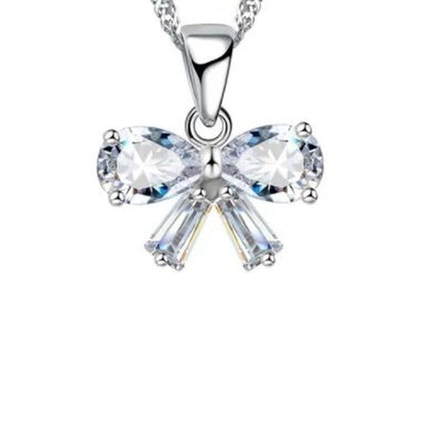 Pretty Austrian Crystal Bow Shape Necklace