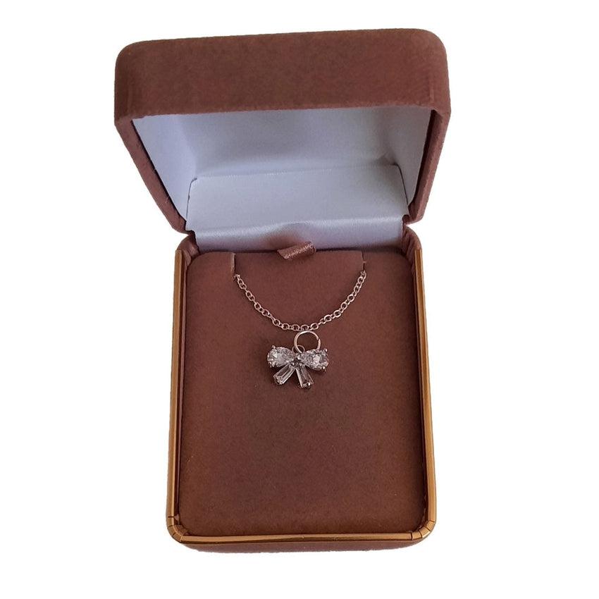Pretty Austrian Crystal Bow Shape Necklace