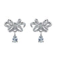 Pretty Crystal Bow Top Silver Earrings