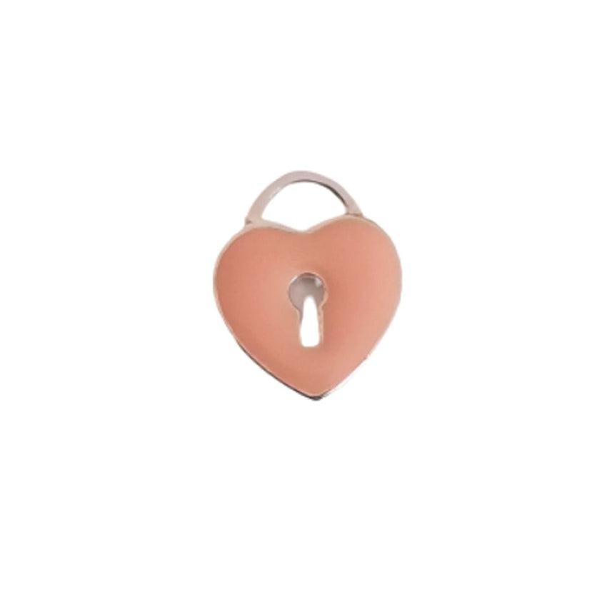 Pretty Pink And Silver Heart Pendant With a Keyhole Centre