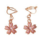 Pretty Pink Flower Clip On Earrings