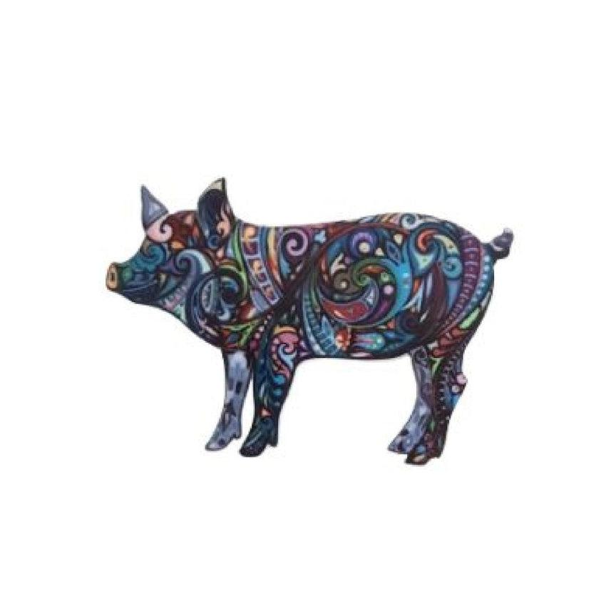 Psychedelic Pattern Pig Brooch