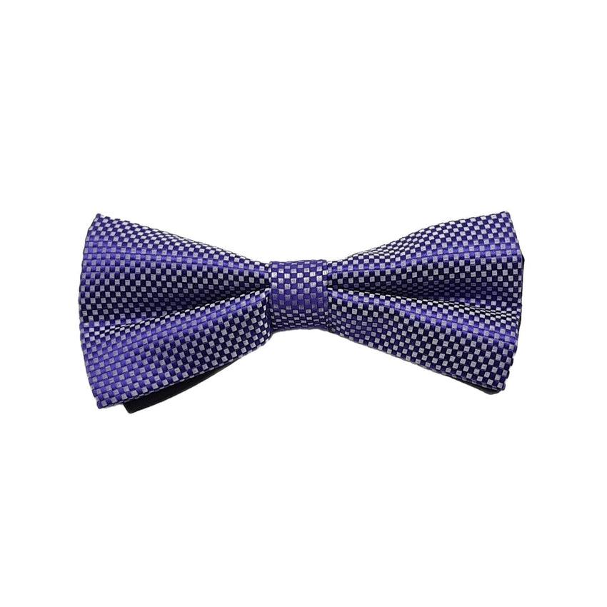 Purple And White Checked Mens Dicky Bow Tie