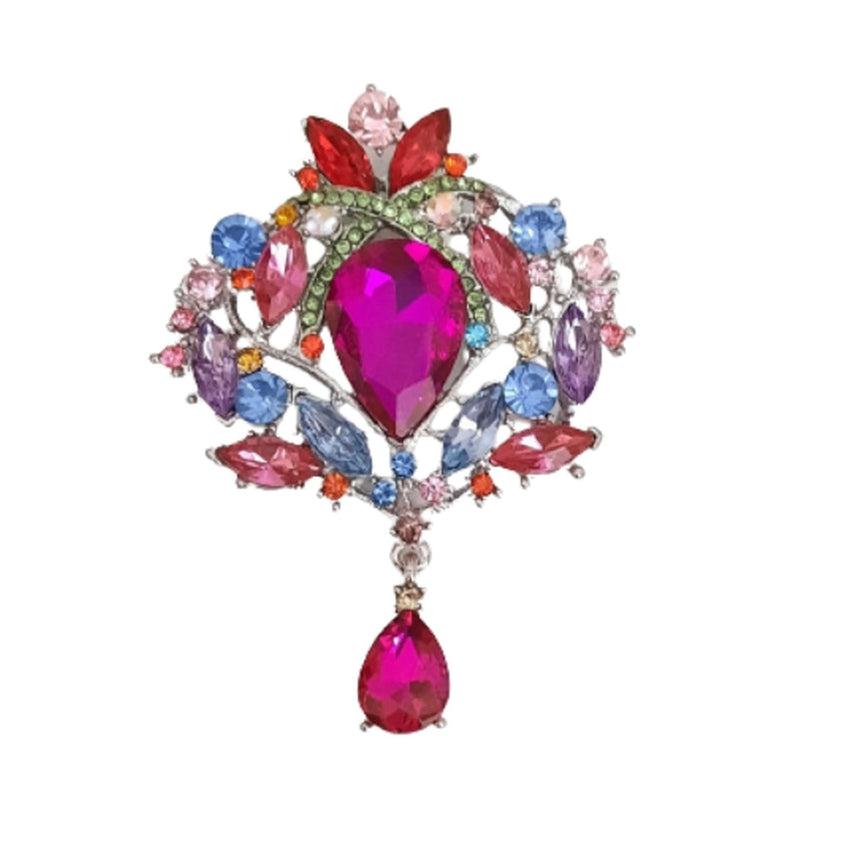 Purple Blue Red And Hot Pink Drop Brooch