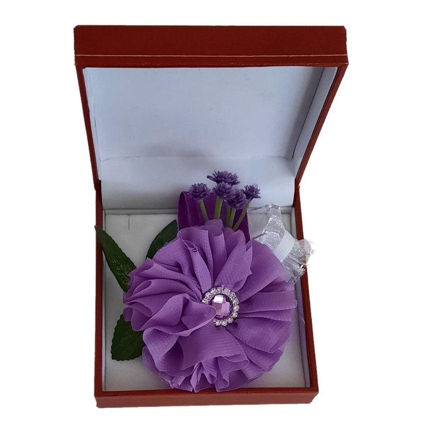 Purple Bouquet Diamante Centre Wrist Corsage