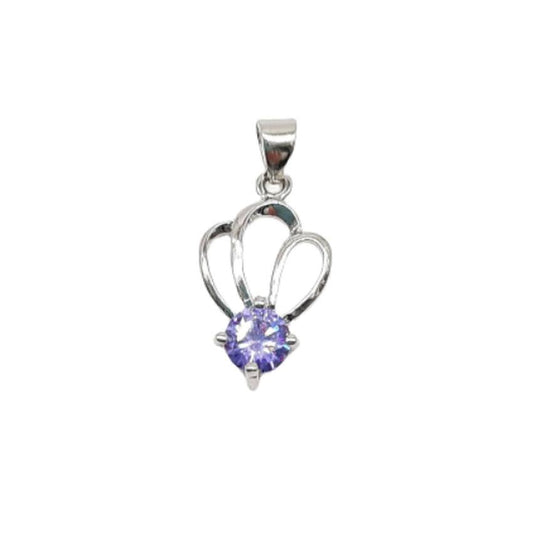 Purple Centre Stone in a Tiara Crown Setting Silver Necklace