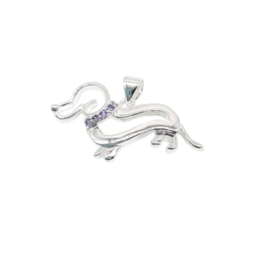 Purple Collar Silver Dog Necklace