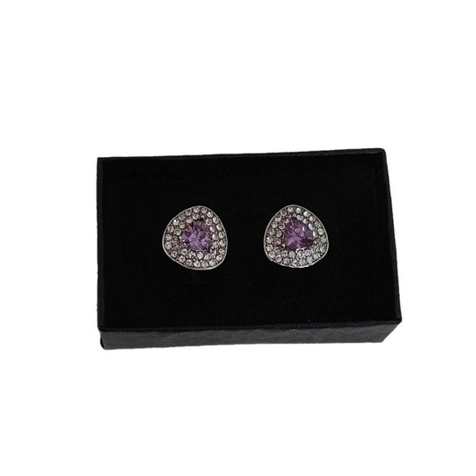 Purple Coloured Crystal Triangle Shaped Diamante Cufflinks