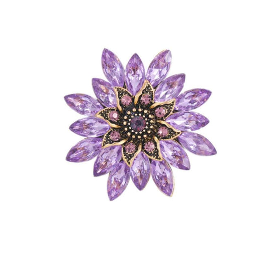 Purple Crystal Flower Centre Brooch