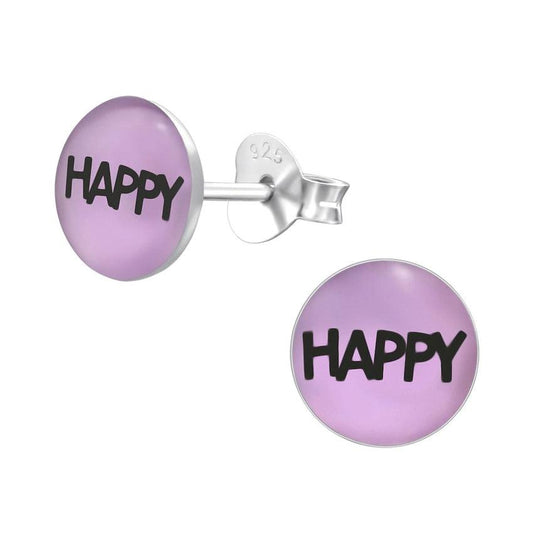 Purple Happy Sterling Silver Earring