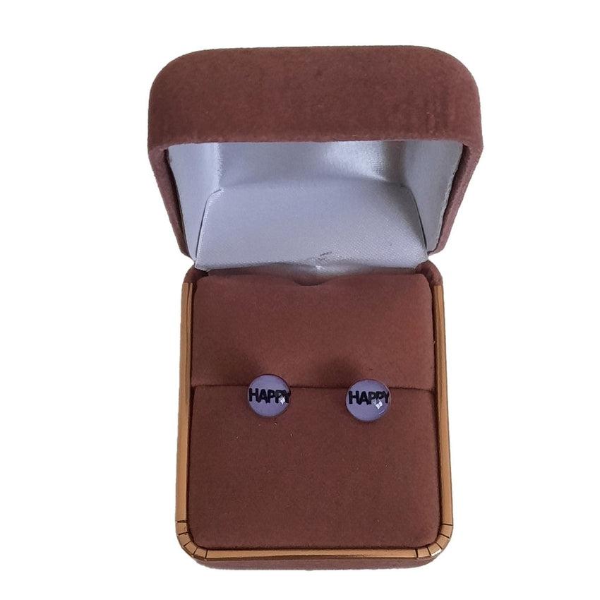 Purple Happy Sterling Silver Earring