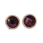 Purple Stone With Diamante Edges Clip On Earrings