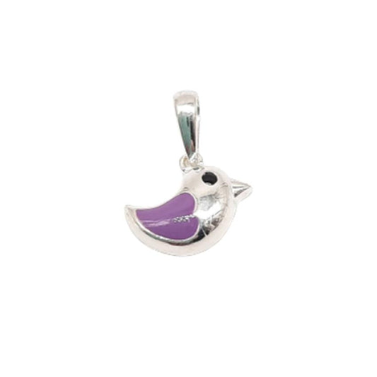 Purple Wing Sterling Silver Bird Pendant