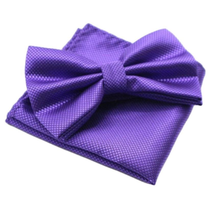 Purple Criss Cross Patterned Bow Tie Set