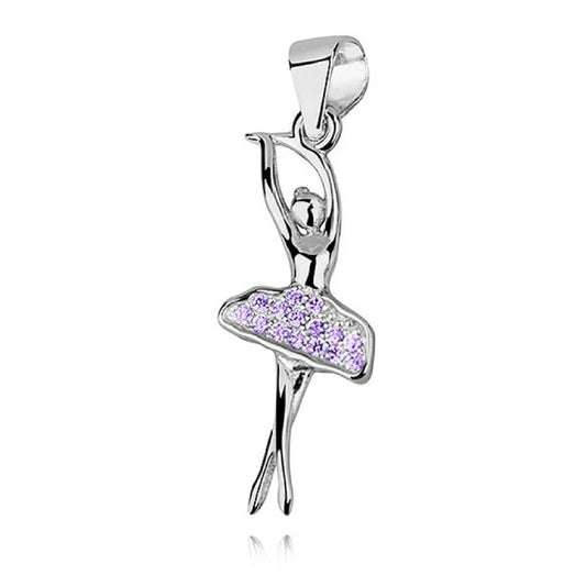 Purple Cubic Zirconia Sterling Silver Dancer Pendant