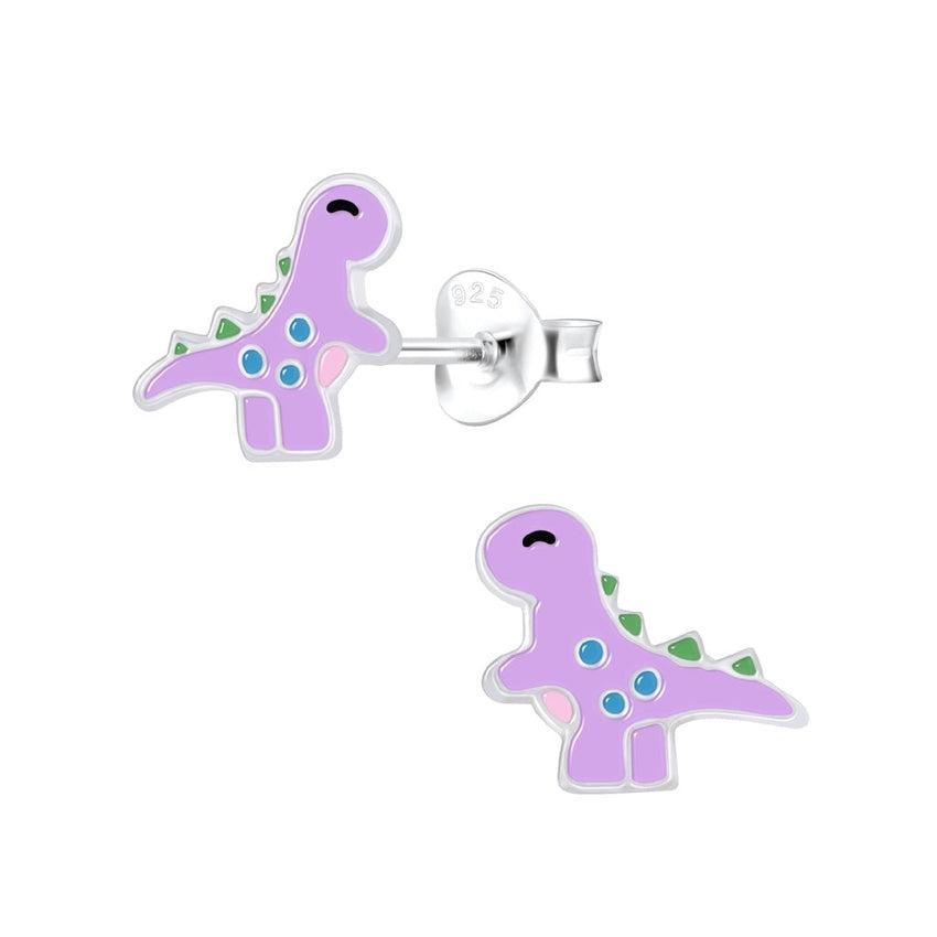 Purple Dinosaur Sterling Silver Stud Earrings