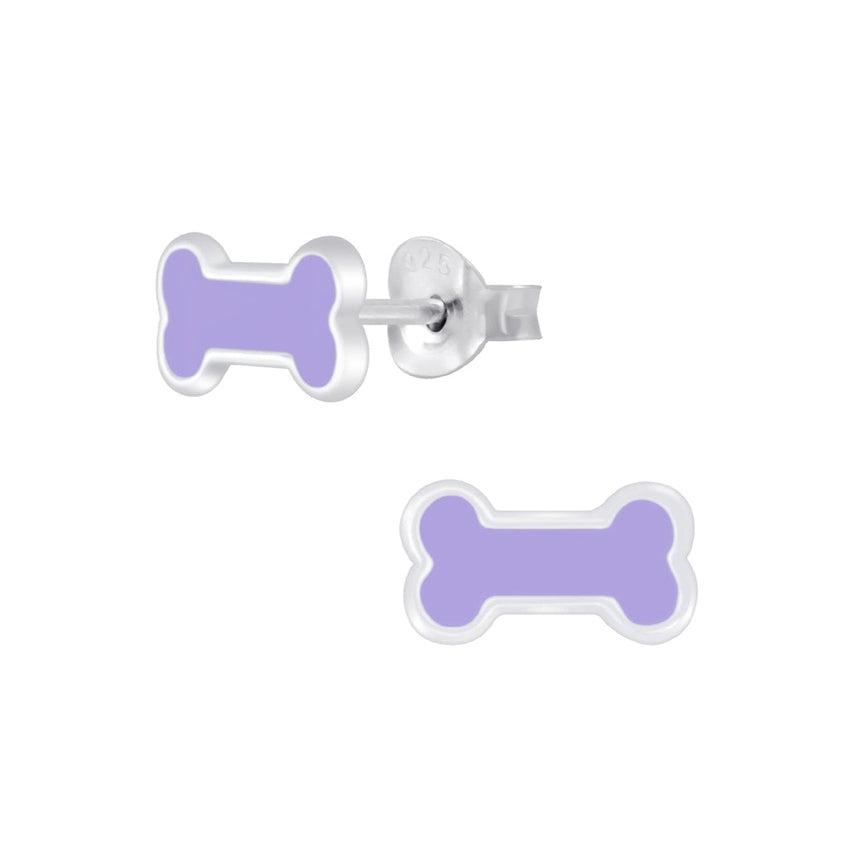 Purple Dog Bone Sterling Silver Earrings