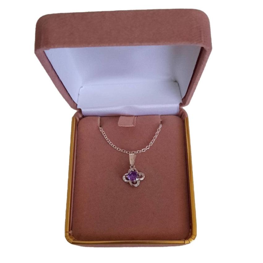 Purple Stone CZ Flower Pendant