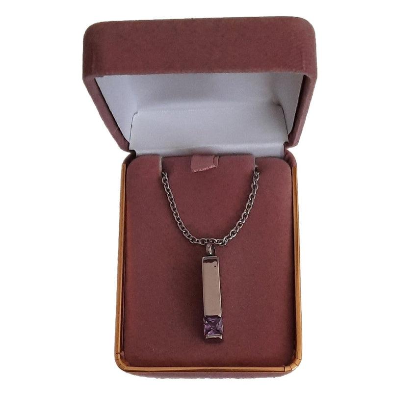 Purple Stone Cremation Ashes Necklace