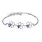 Purple Stone Silver Clover Adjustable Bracelet