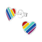 Rainbow Coloured Heart Sterling Silver Earring