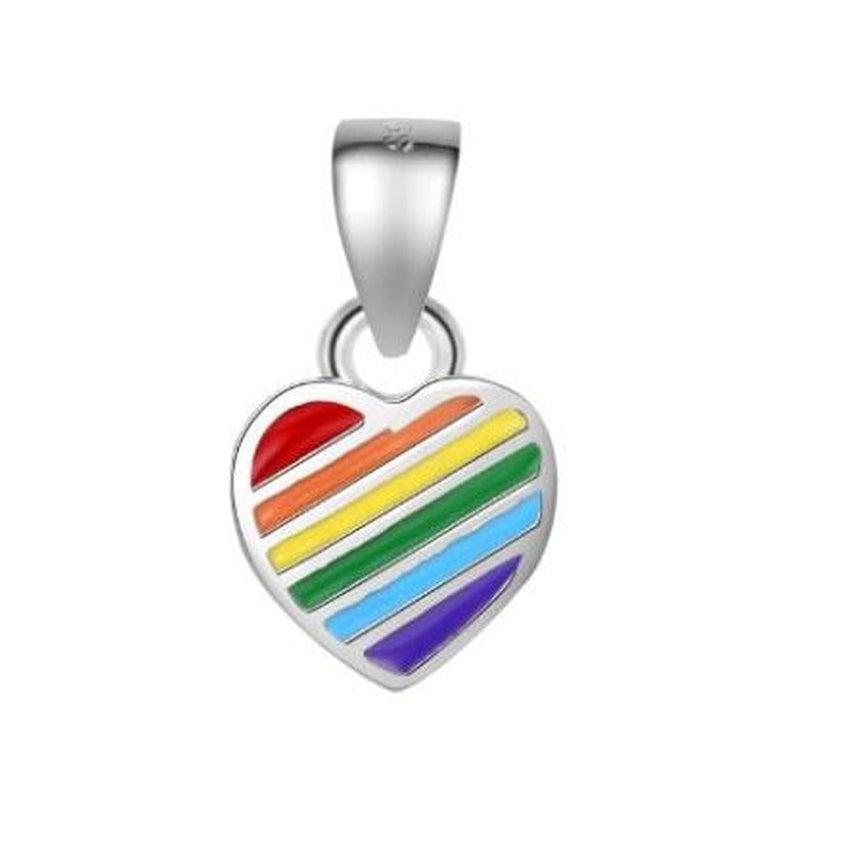 Rainbow Coloured Heart Sterling Silver Pendant