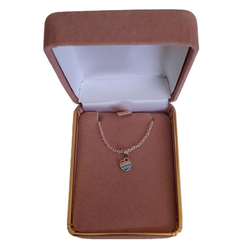 Rainbow Coloured Heart Sterling Silver Pendant