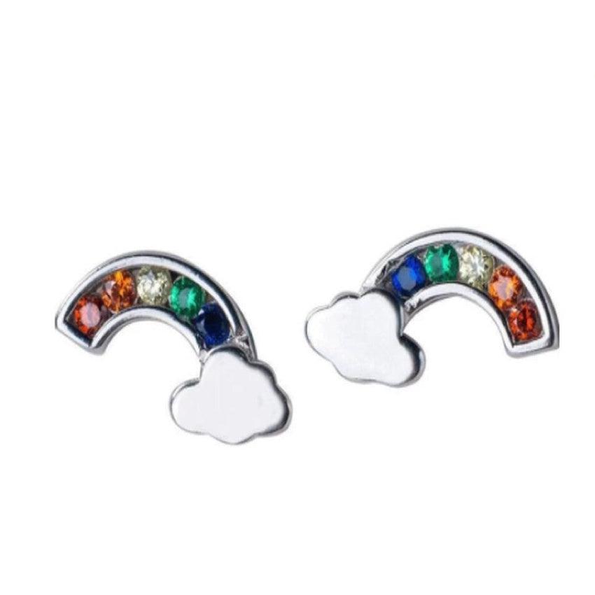 Rainbow Cubic Zirconia Stud Earrings