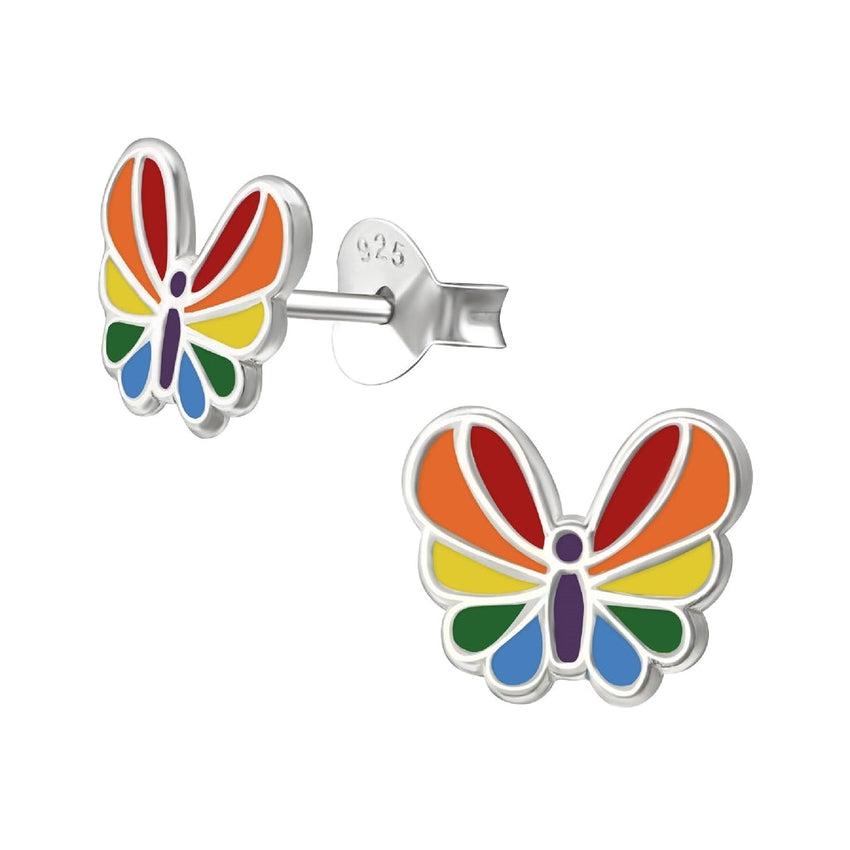 Rainbow Sterling Silver Butterfly Earrings