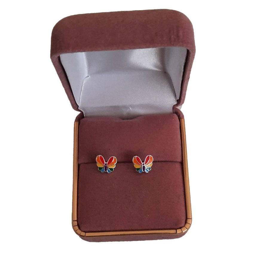 Rainbow Sterling Silver Butterfly Earrings