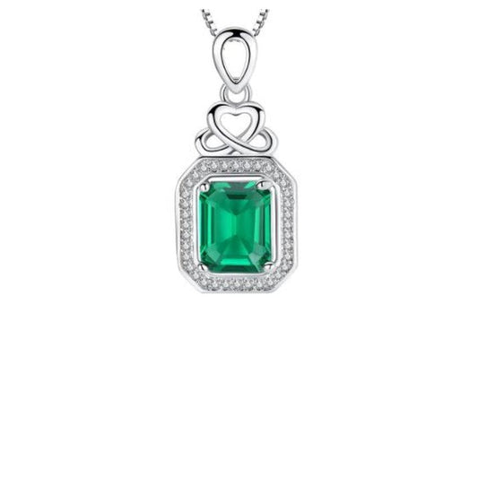 Rectangle Emerald Green Cubic Zirconia Pendant
