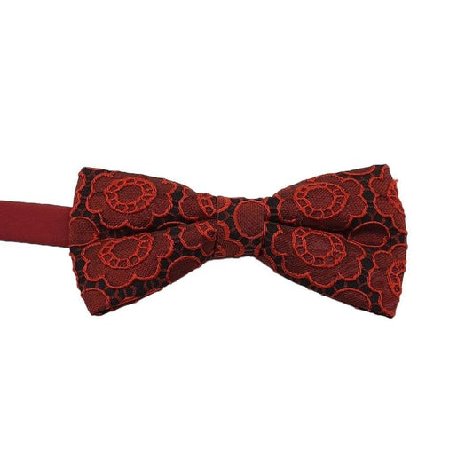 Red And Black Floral Bow Tie