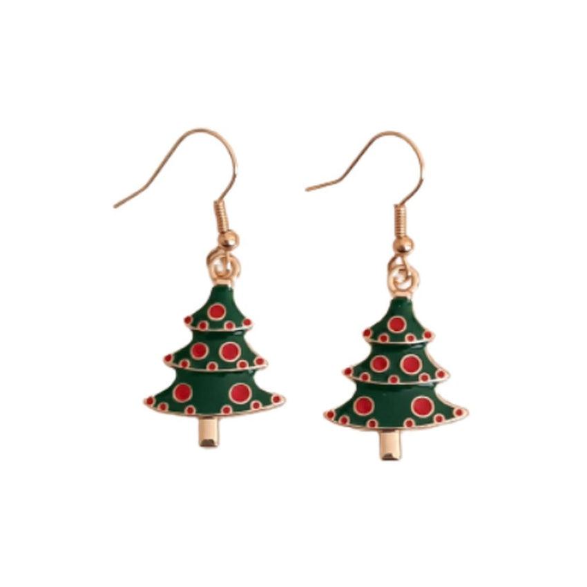 Red And Green Christmas Tree Hook Earrings