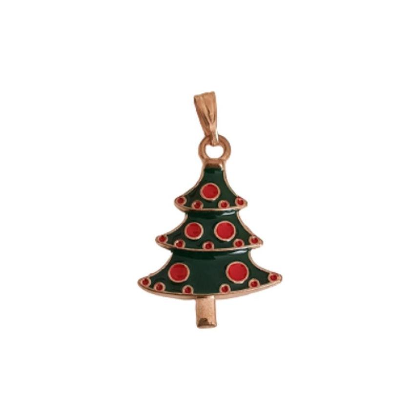 Red And Green Christmas Tree Necklace