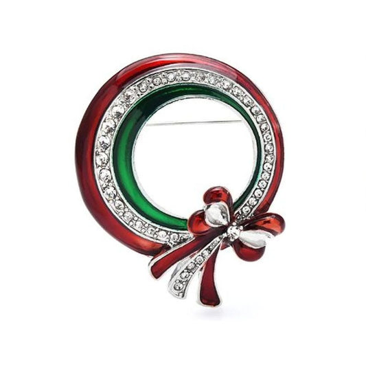 Red And Green Ribbon Brooch