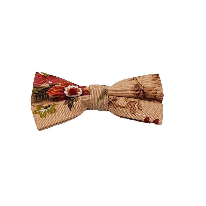 Purple Red And Taupe Floral Pattern Bow Tie