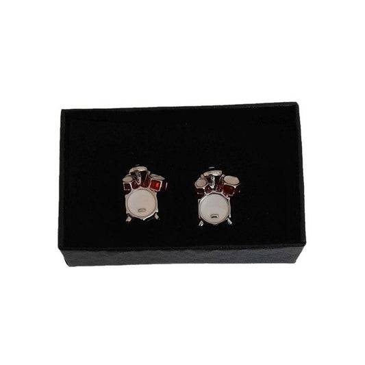 Red And White Enamel Drum Kit Cufflinks