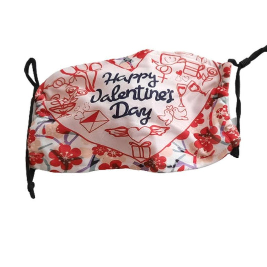 Red And White Happy Valentines Day Face Mask
