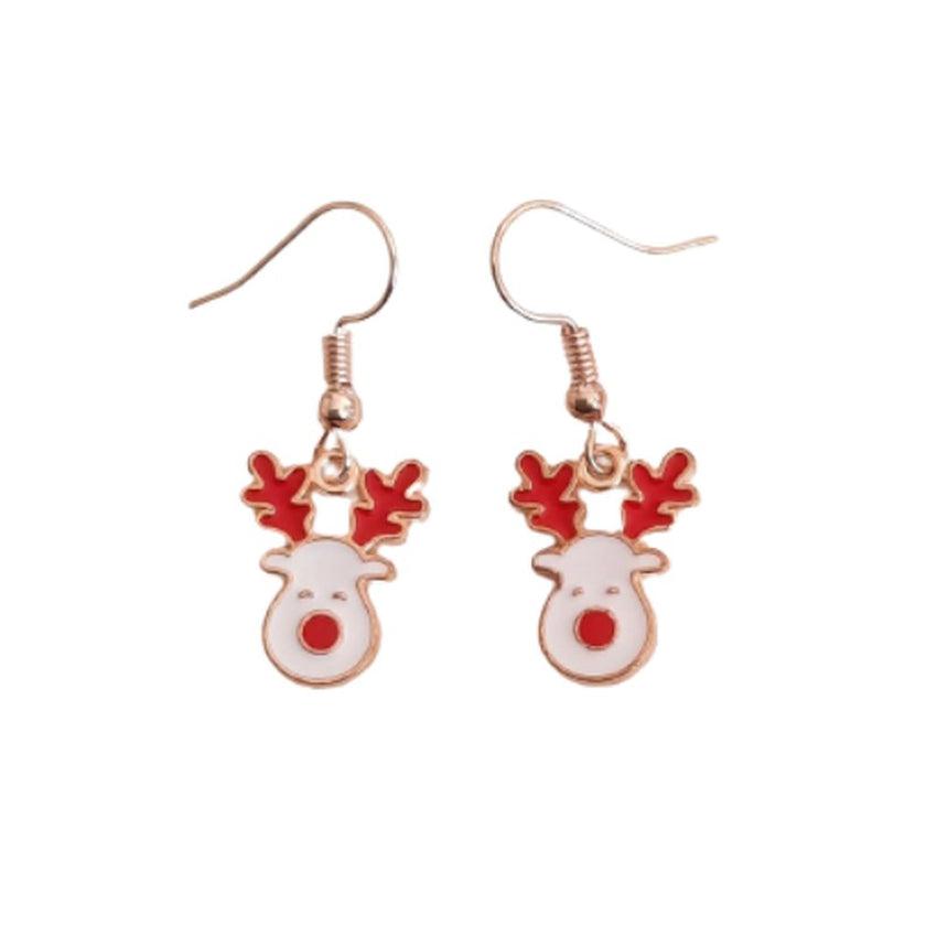 Red And White Rudolph Hook Earrings