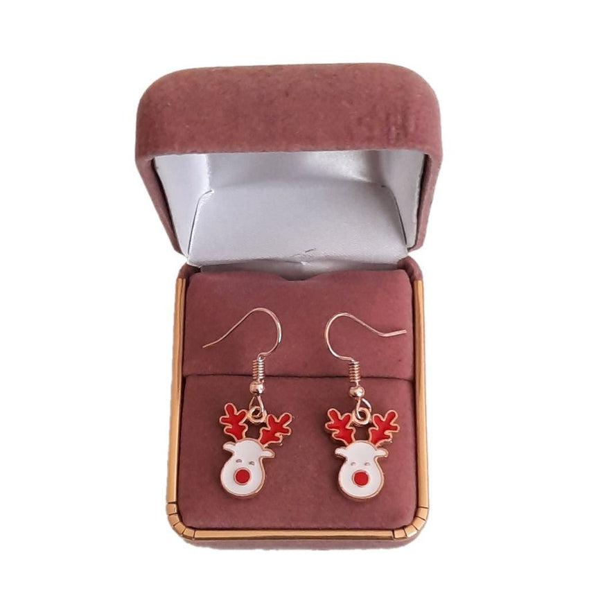 Red And White Rudolph Hook Earrings