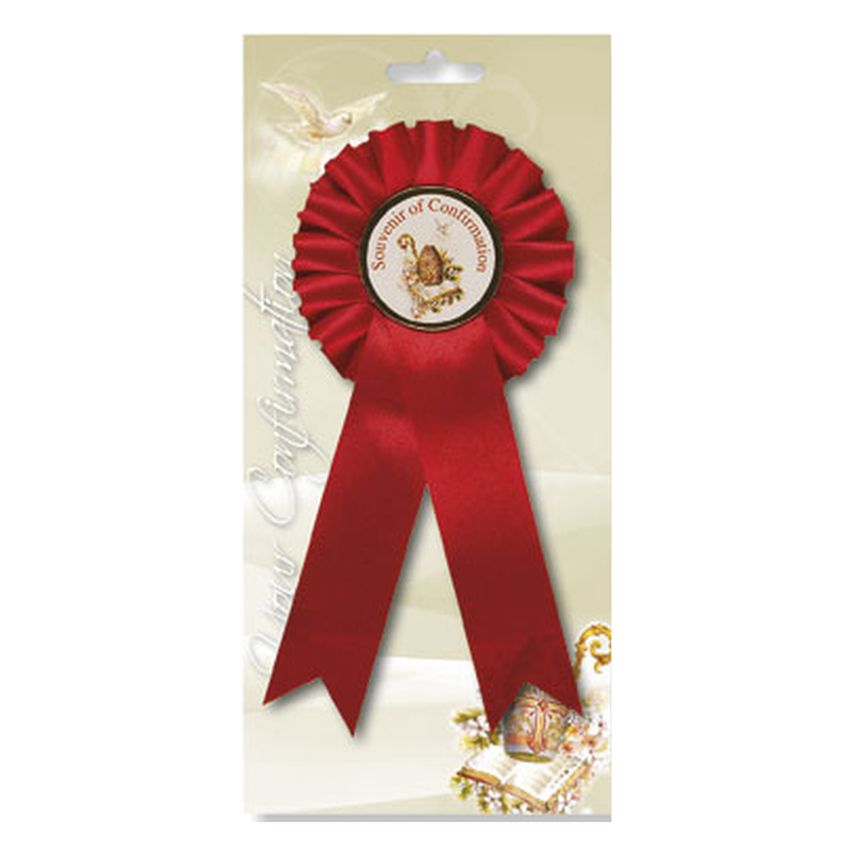 Red Confirmation Dove Rosette Badge