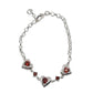 Red Cubic Zirconia Bracelet With Hearts