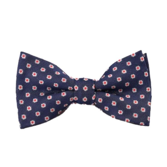 Red Flower Blue Boys Bow Tie