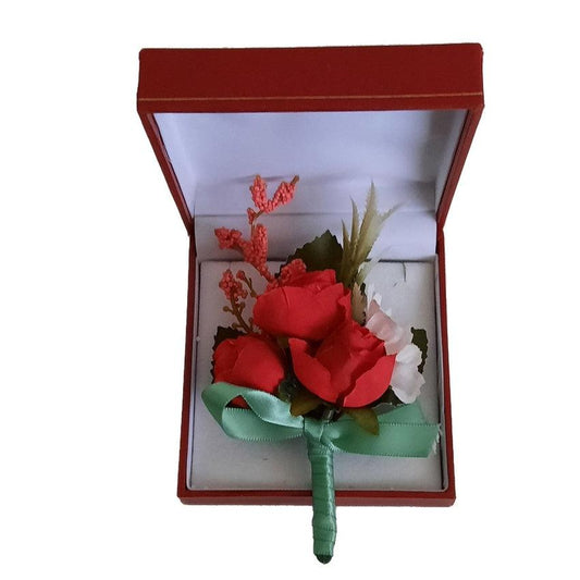 Red Flower Bouquet Buttonhole