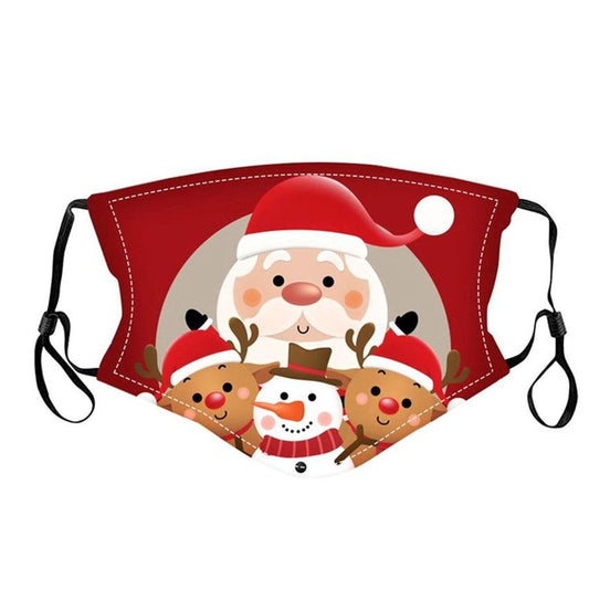 Red Fun Santa And Reindeer Face Mask