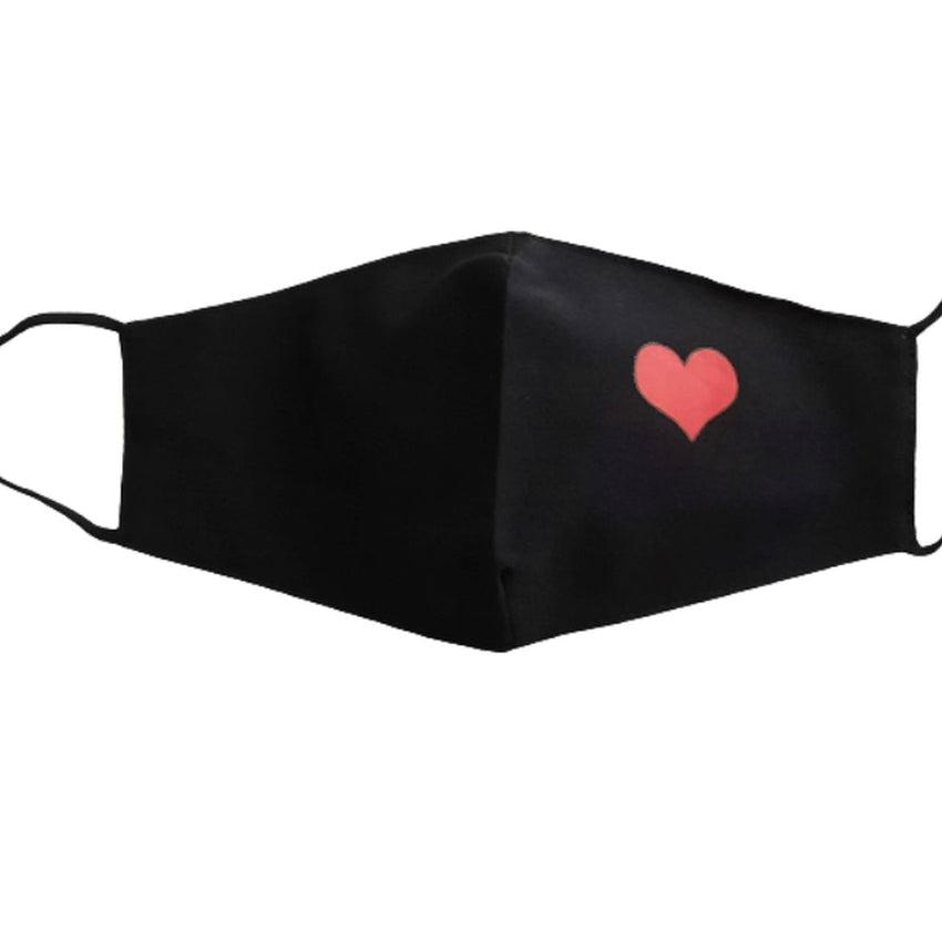 Red Heart Black Face Mask