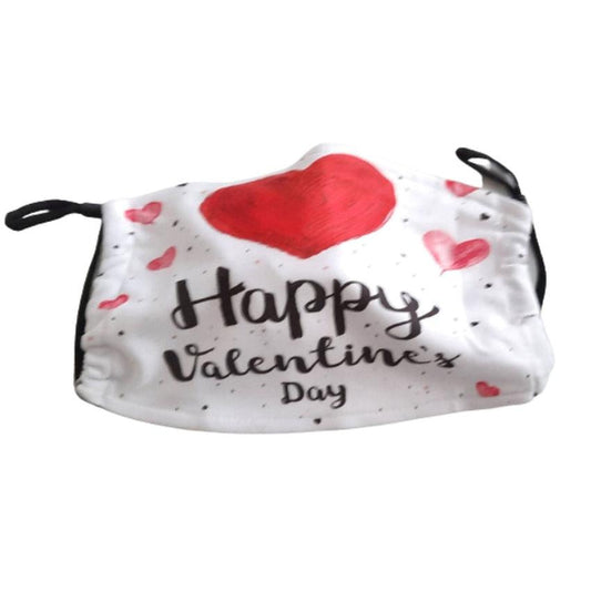 Red Heart Happy Valentines Day Face Mask