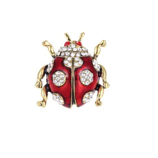 Red Ladybird Cubic Zirconia Brooch