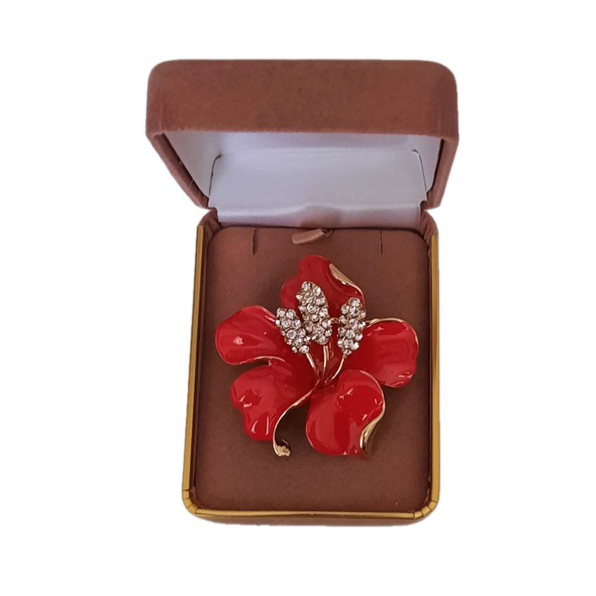 Red Lily Diamante Brooch(2)